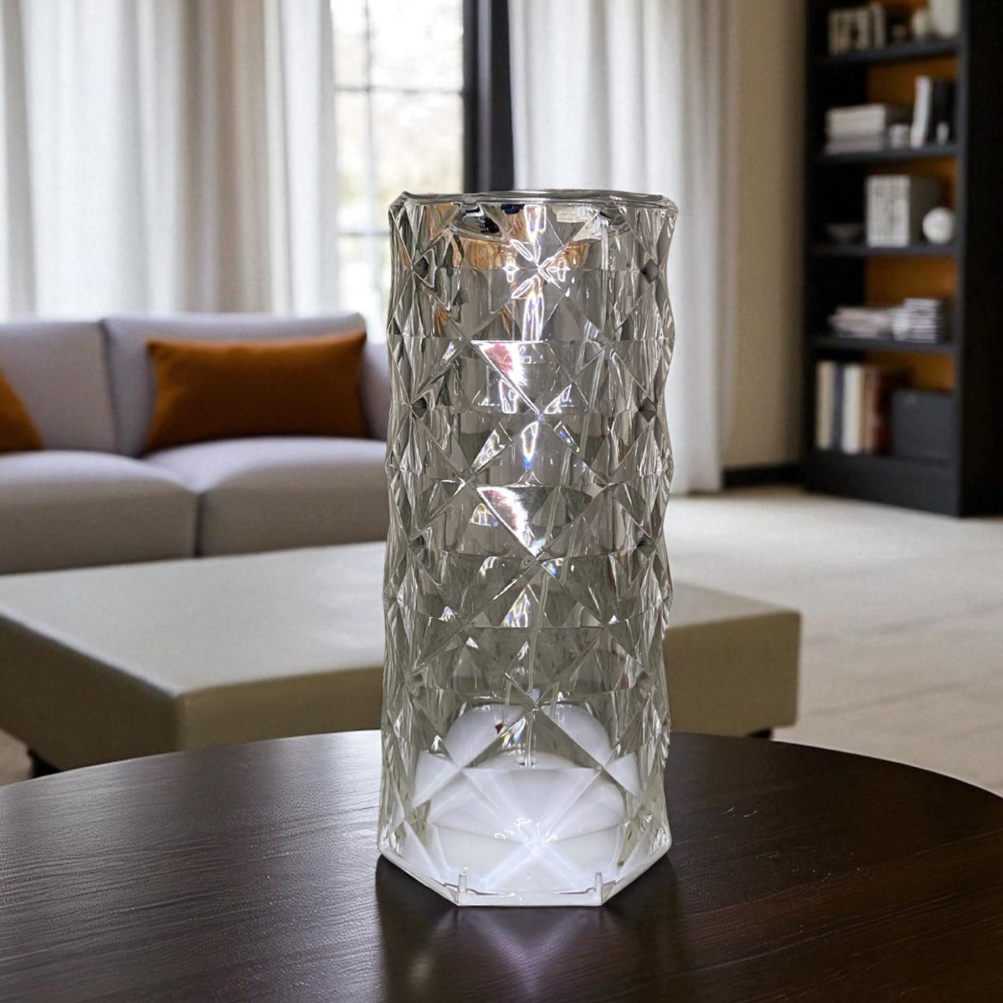 Lampara led de cristal acrílico con proyección de rosa y 16 colores