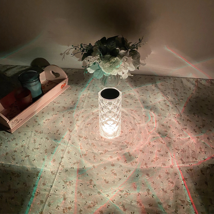 Lampara led de cristal acrílico con proyección de rosa y 16 colores