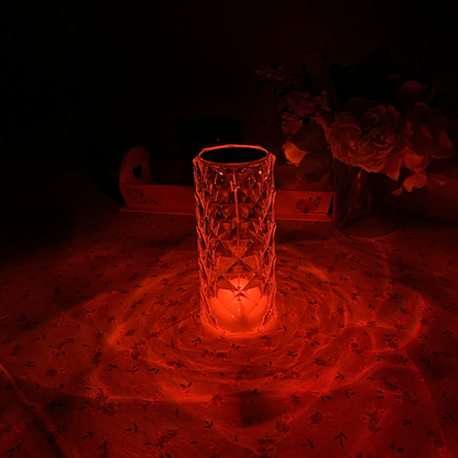 Lampara led de cristal acrílico con proyección de rosa y 16 colores